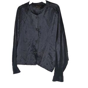 Massimo Dutti Women's Size XS Linen Viscose Black Lightweight Blazer Top